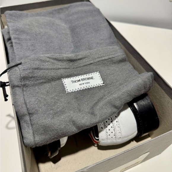 Thom Browne White and Black Oxford Shoes with Brogue Detailing main image 5
